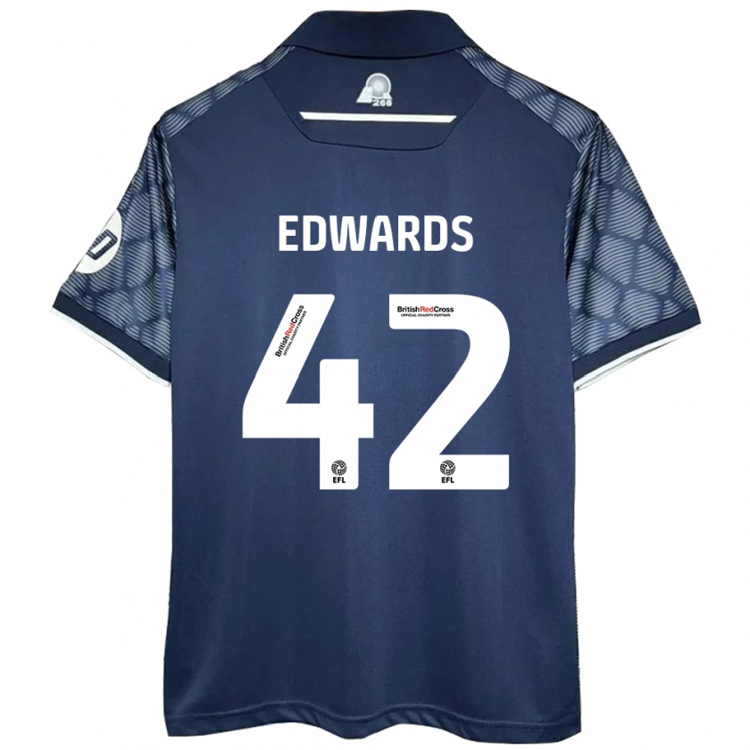 Kandiny Férfi Callum Edwards #42 Fekete Idegenbeli Jersey 2024/25 Mez Póló Ing