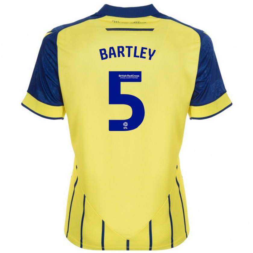 Kandiny Férfi Kyle Bartley #5 Sárga Kék Idegenbeli Jersey 2024/25 Mez Póló Ing