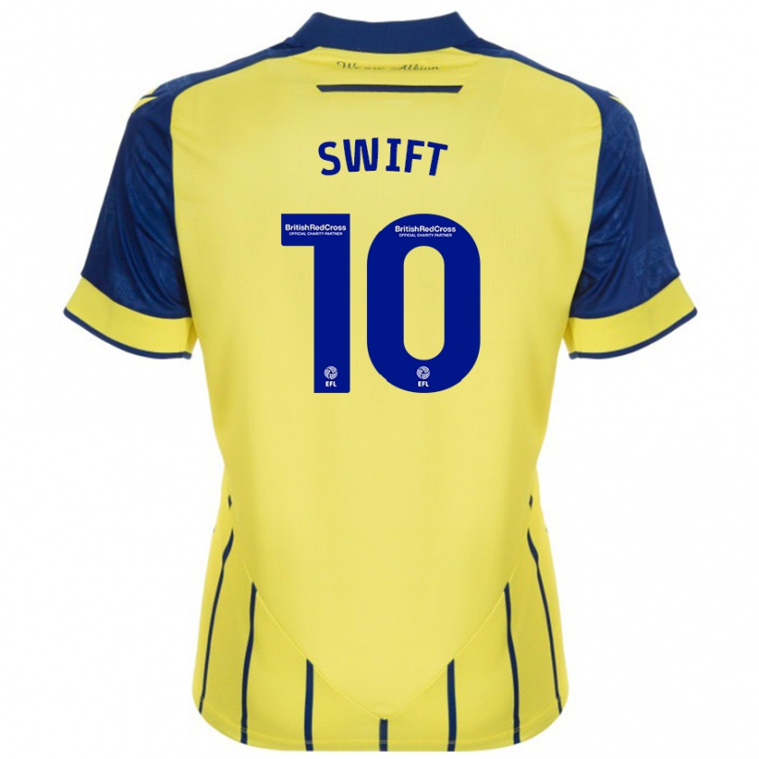 Kandiny Férfi John Swift #10 Sárga Kék Idegenbeli Jersey 2024/25 Mez Póló Ing