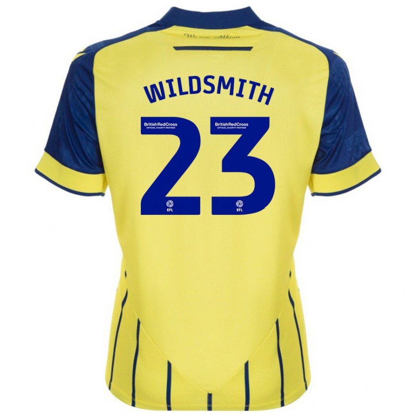 Kandiny Férfi Joe Wildsmith #23 Sárga Kék Idegenbeli Jersey 2024/25 Mez Póló Ing