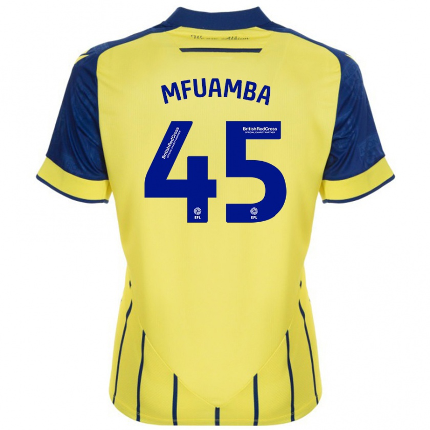 Kandiny Férfi Kevin Mfuamba #45 Sárga Kék Idegenbeli Jersey 2024/25 Mez Póló Ing