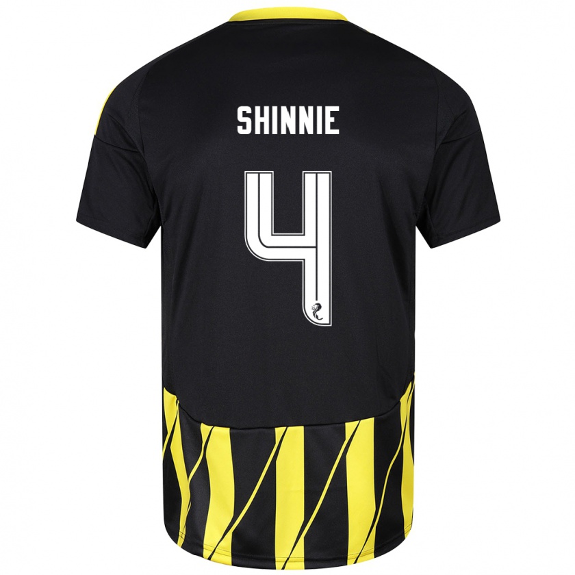 Kandiny Férfi Graeme Shinnie #4 Fekete Sárga Idegenbeli Jersey 2024/25 Mez Póló Ing