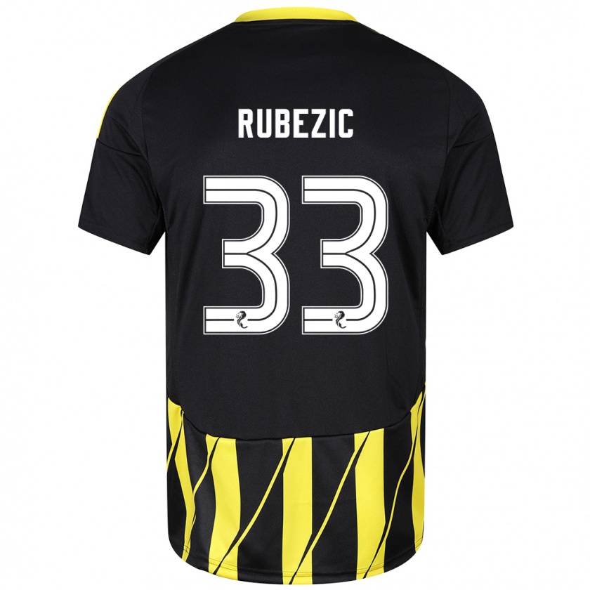 Kandiny Férfi Slobodan Rubezic #33 Fekete Sárga Idegenbeli Jersey 2024/25 Mez Póló Ing