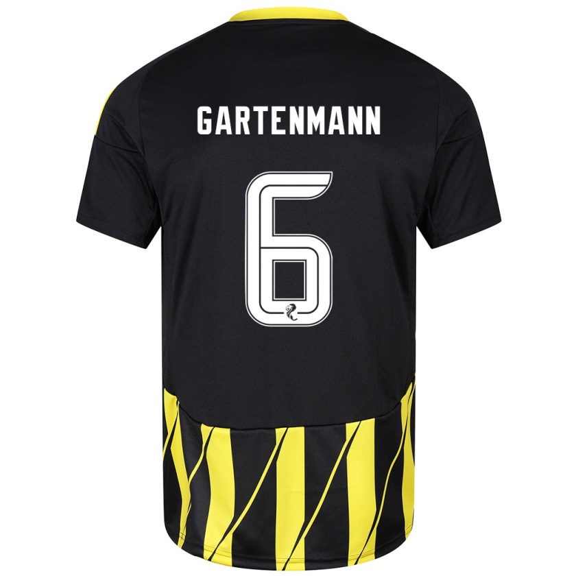 Kandiny Férfi Stefan Gartenmann #6 Fekete Sárga Idegenbeli Jersey 2024/25 Mez Póló Ing