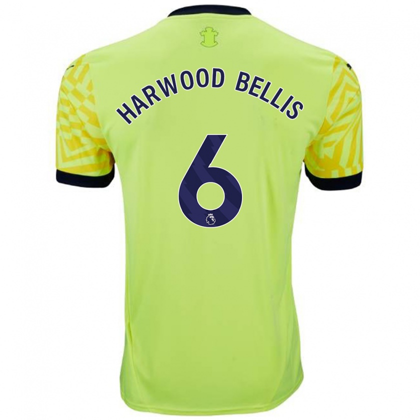 Kandiny Férfi Taylor Harwood-Bellis #6 Sárga Idegenbeli Jersey 2024/25 Mez Póló Ing