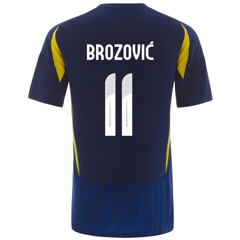 Kandiny Férfi Marcelo Brozovic #11 Kék Sárga Idegenbeli Jersey 2024/25 Mez Póló Ing