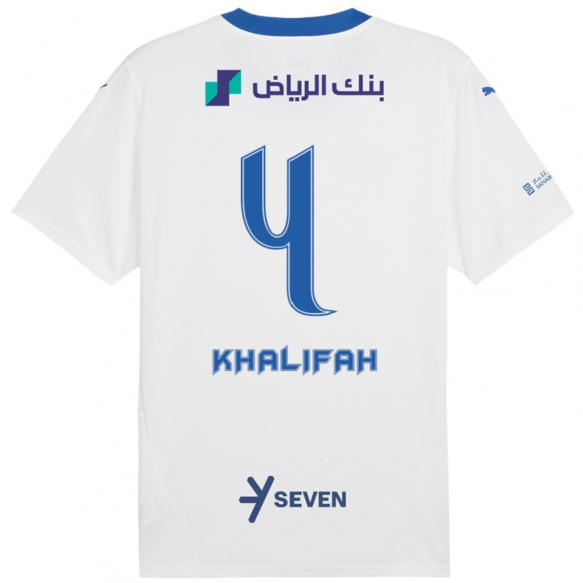 Kandiny Férfi Khalifah Al-Dawsari #4 Fehér Kék Idegenbeli Jersey 2024/25 Mez Póló Ing