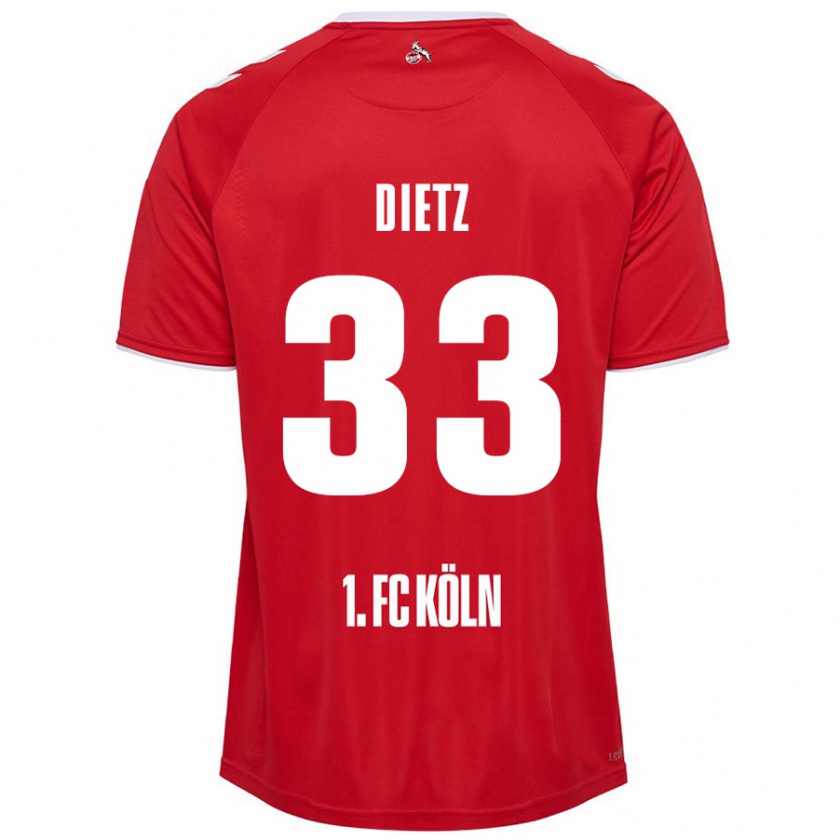 Kandiny Férfi Florian Dietz #33 Piros Fehér Idegenbeli Jersey 2024/25 Mez Póló Ing