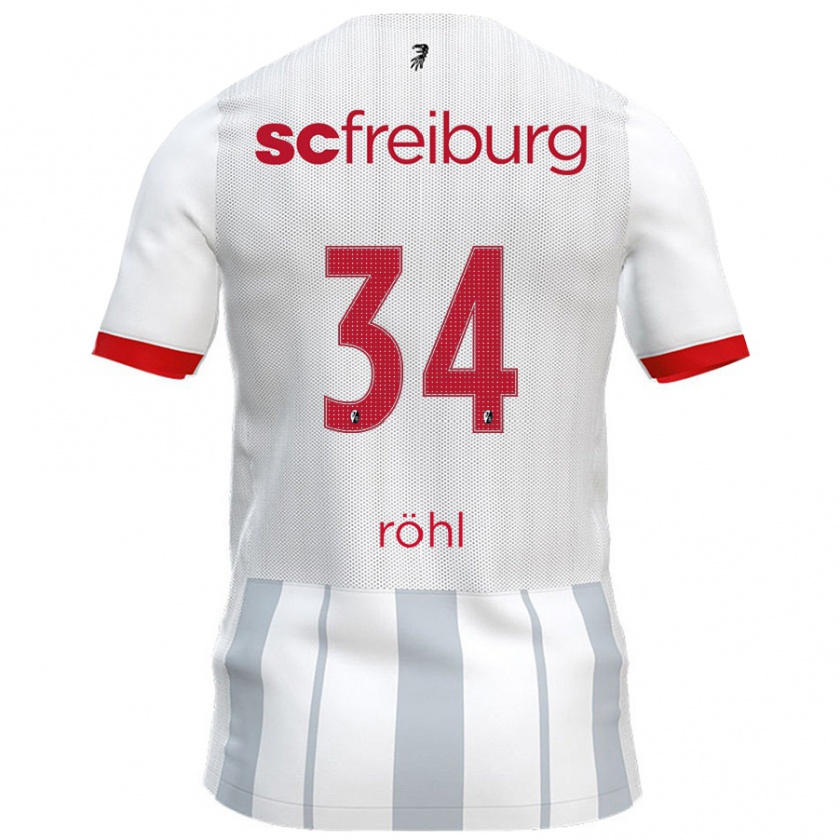 Kandiny Férfi Merlin Röhl #34 Fehér Szürke Idegenbeli Jersey 2024/25 Mez Póló Ing