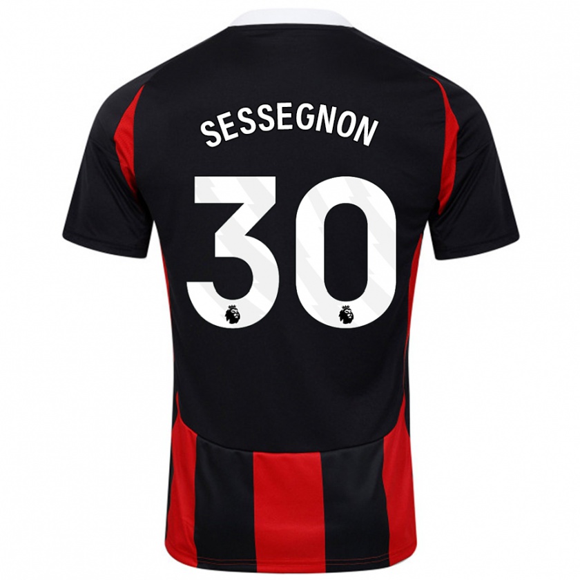 Kandiny Férfi Ryan Sessegnon #30 Fekete Piros Idegenbeli Jersey 2024/25 Mez Póló Ing