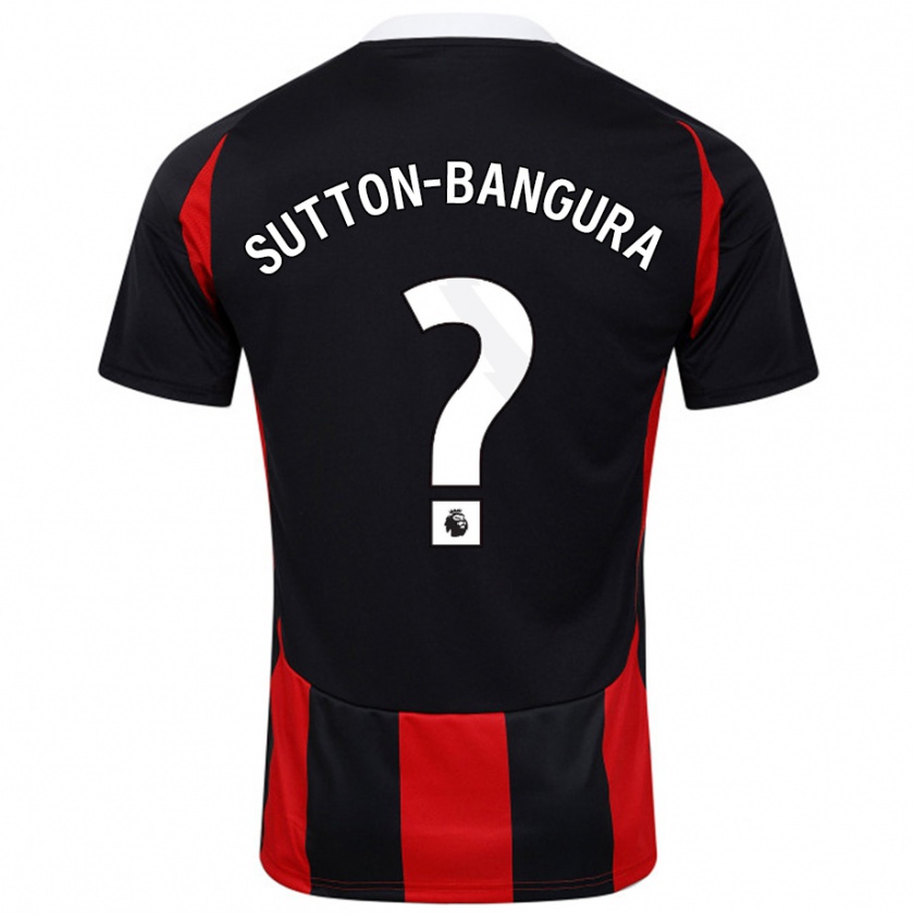 Kandiny Férfi William Sutton-Bangura #0 Fekete Piros Idegenbeli Jersey 2024/25 Mez Póló Ing