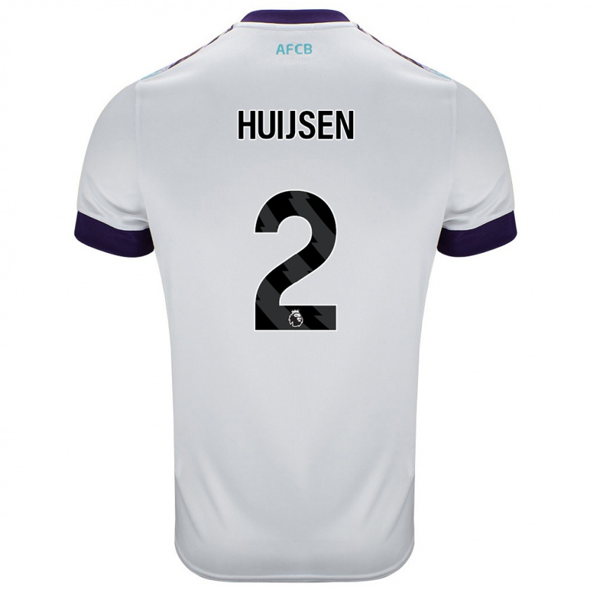 Kandiny Férfi Dean Huijsen #2 Fehér Zöld Lila Idegenbeli Jersey 2024/25 Mez Póló Ing