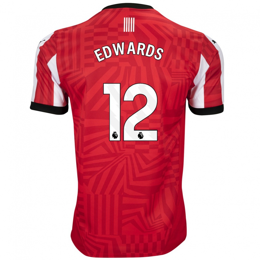 Kandiny Női Ronnie Edwards #12 Piros Fehér Hazai Jersey 2024/25 Mez Póló Ing