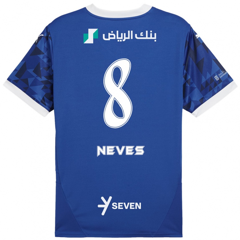 Kandiny Női Rúben Neves #8 Sötétkék Fehér Hazai Jersey 2024/25 Mez Póló Ing