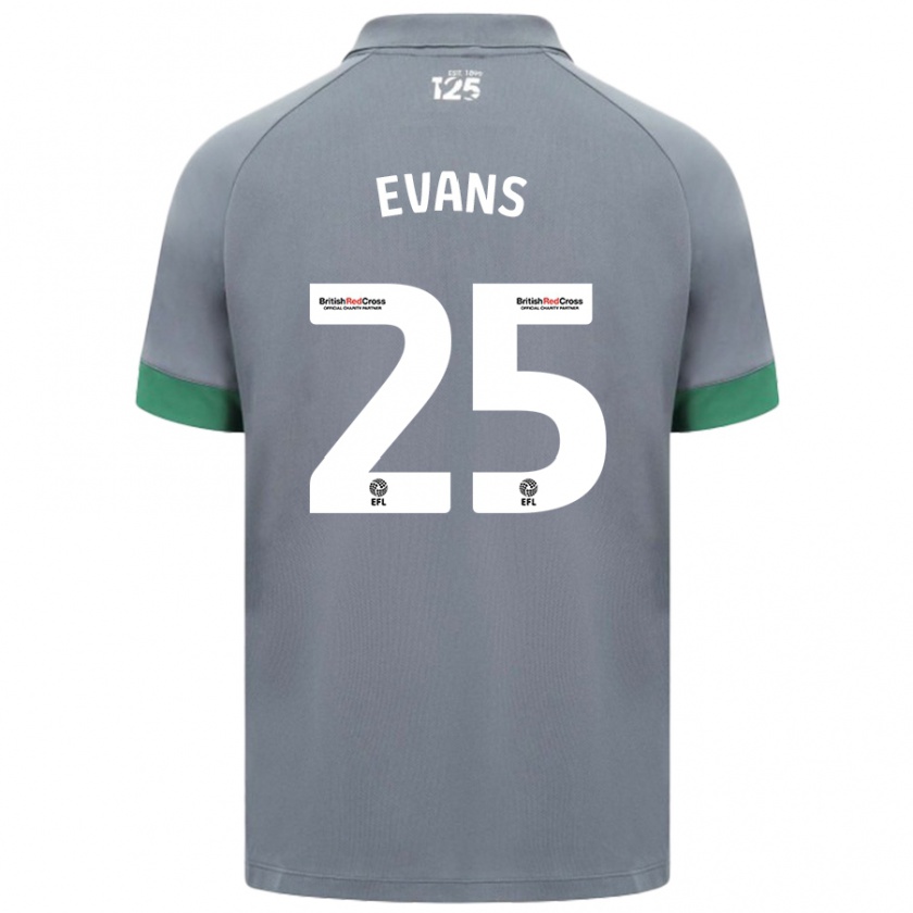 Kandiny Női Kieron Evans #25 Sötétszürke Idegenbeli Jersey 2024/25 Mez Póló Ing