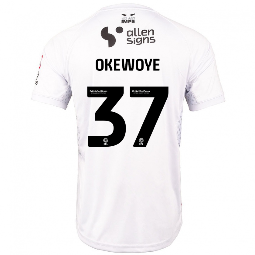 Kandiny Női Gbolahan Okewoye #37 Piros Fehér Idegenbeli Jersey 2024/25 Mez Póló Ing