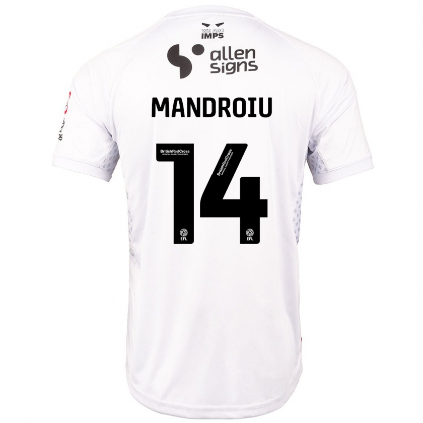 Kandiny Női Daniel Mandroiu #14 Piros Fehér Idegenbeli Jersey 2024/25 Mez Póló Ing