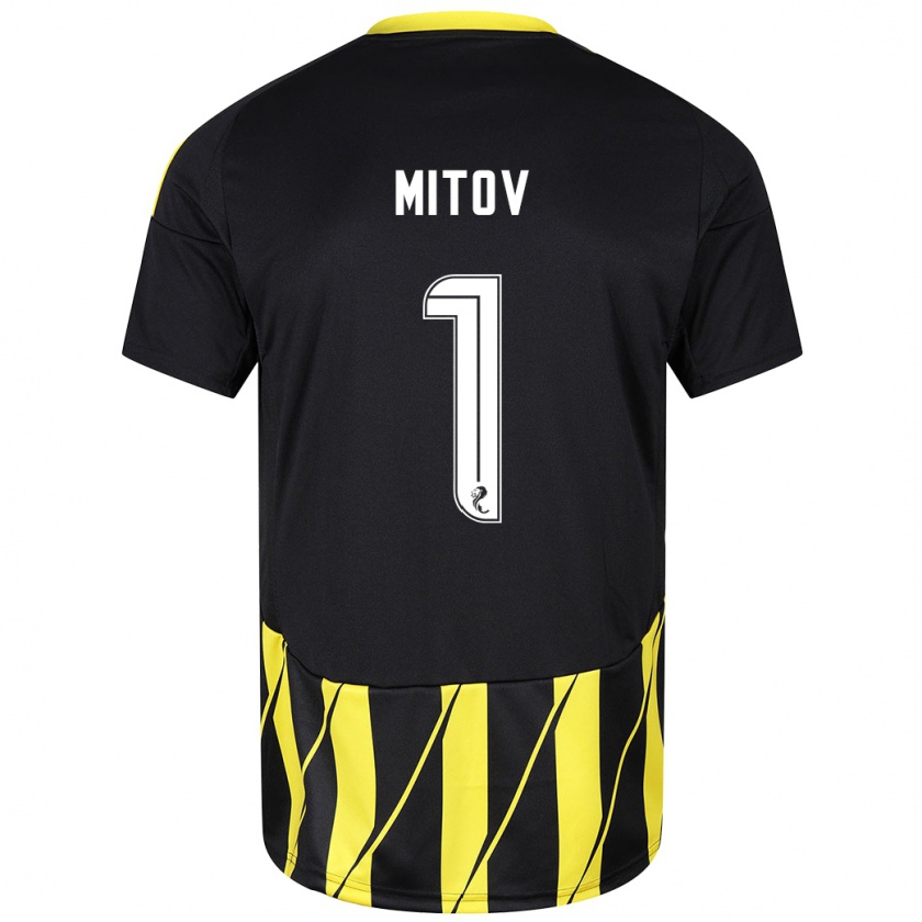 Kandiny Női Dimitar Mitov #1 Fekete Sárga Idegenbeli Jersey 2024/25 Mez Póló Ing