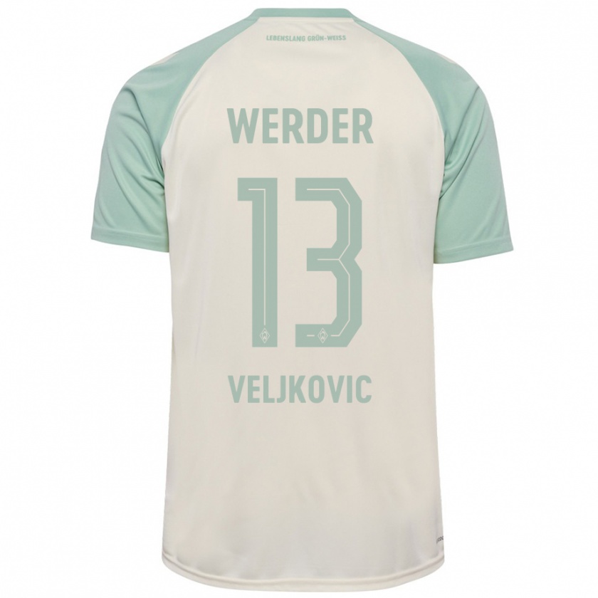 Kandiny Női Milos Veljkovic #13 Törtfehér Világoszöld Idegenbeli Jersey 2024/25 Mez Póló Ing