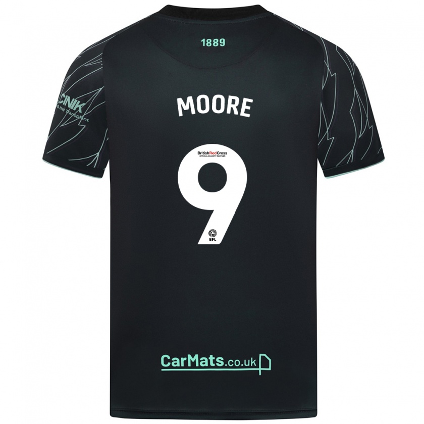 Kandiny Női Kieffer Moore #9 Fekete Zöld Idegenbeli Jersey 2024/25 Mez Póló Ing