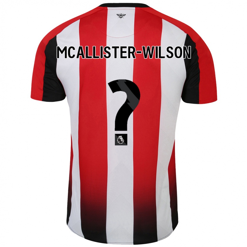 Kandiny Gyermek Zack Mcallister-Wilson #0 Piros Fehér Hazai Jersey 2024/25 Mez Póló Ing