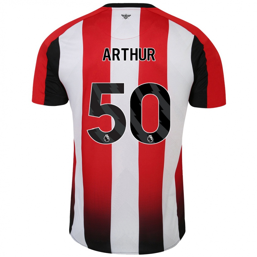 Kandiny Gyermek Benjamin Arthur #50 Piros Fehér Hazai Jersey 2024/25 Mez Póló Ing