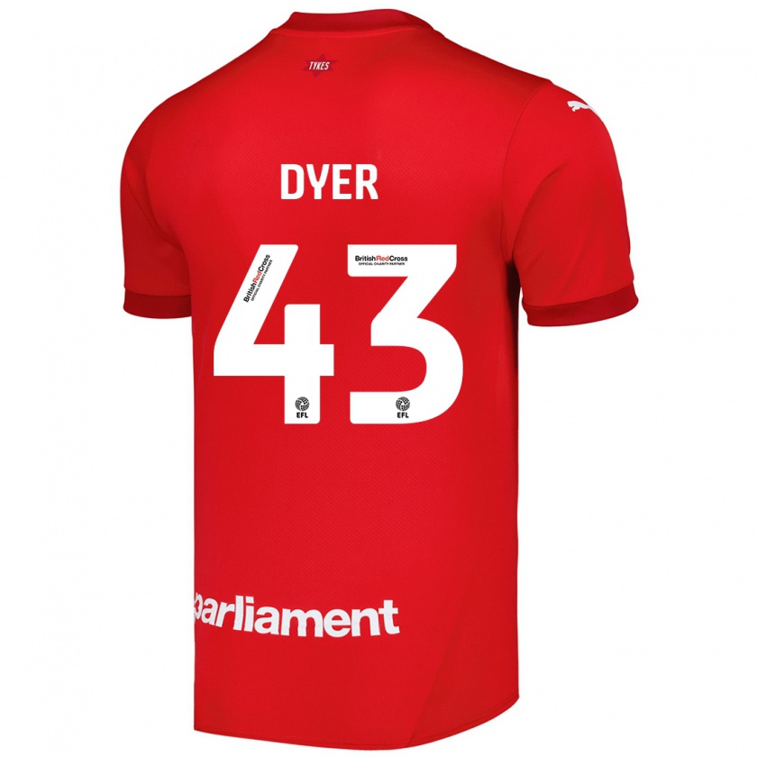 Kandiny Gyermek Josiah Dyer #43 Piros Hazai Jersey 2024/25 Mez Póló Ing