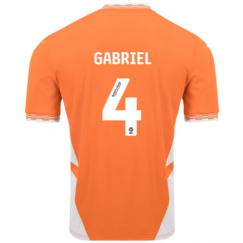 Kandiny Gyermek Jordan Lawrence-Gabriel #4 Narancssárga Fehér Hazai Jersey 2024/25 Mez Póló Ing