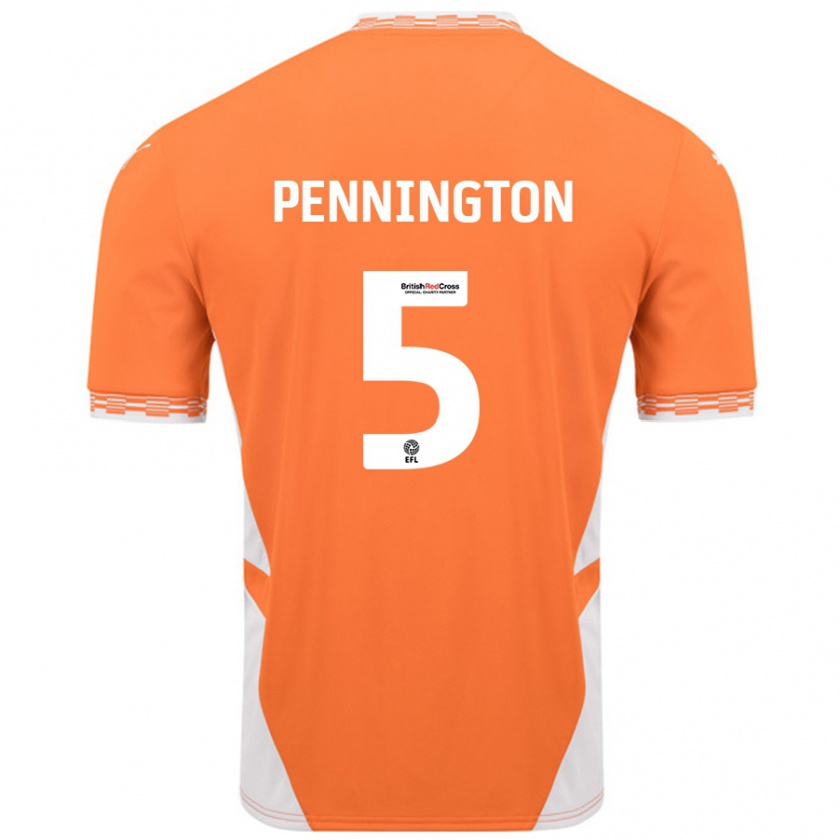 Kandiny Gyermek Matthew Pennington #5 Narancssárga Fehér Hazai Jersey 2024/25 Mez Póló Ing