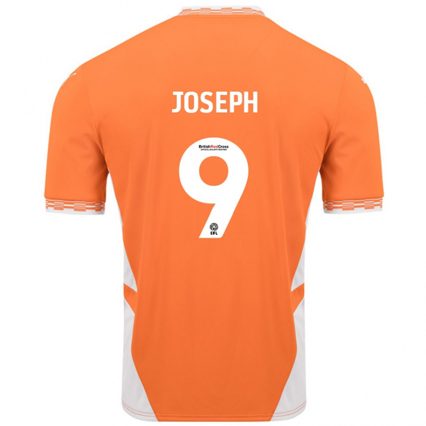 Kandiny Gyermek Kyle Joseph #9 Narancssárga Fehér Hazai Jersey 2024/25 Mez Póló Ing