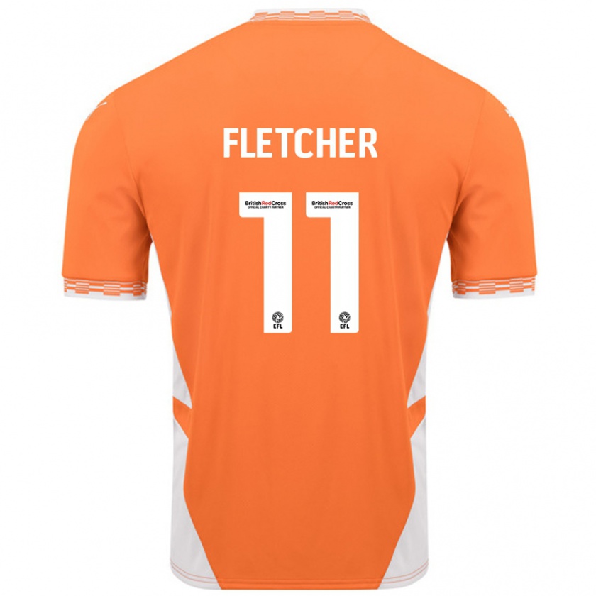 Kandiny Gyermek Ashley Fletcher #11 Narancssárga Fehér Hazai Jersey 2024/25 Mez Póló Ing