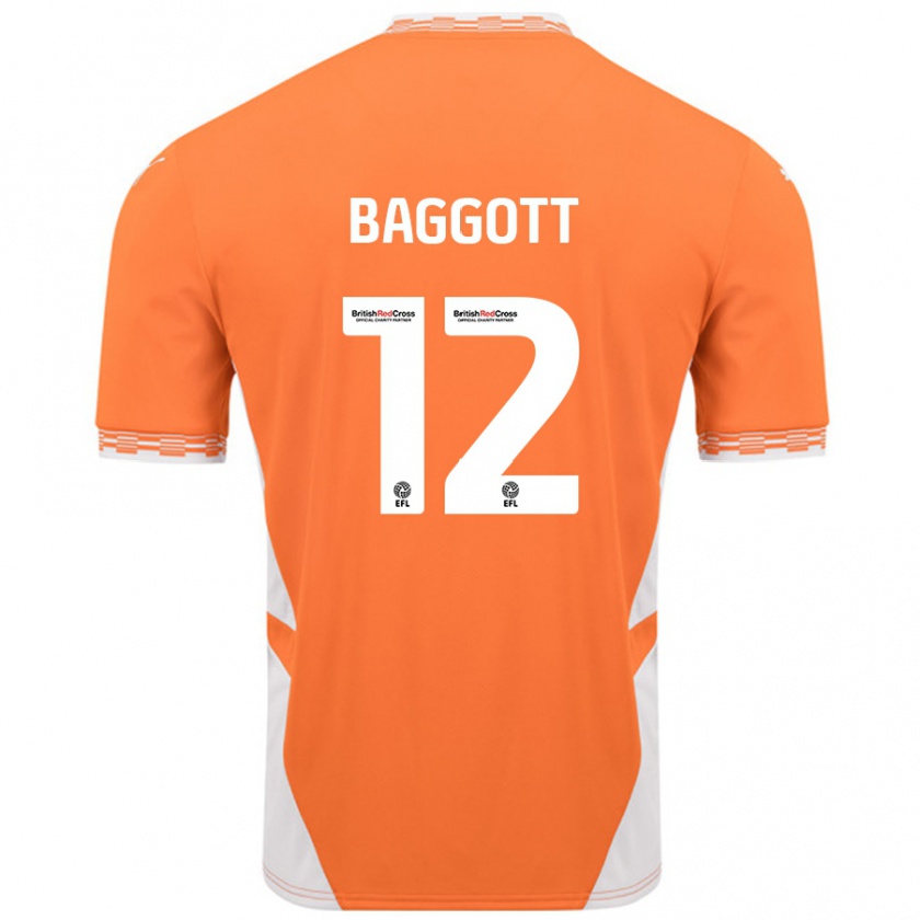 Kandiny Gyermek Elkan Baggott #12 Narancssárga Fehér Hazai Jersey 2024/25 Mez Póló Ing