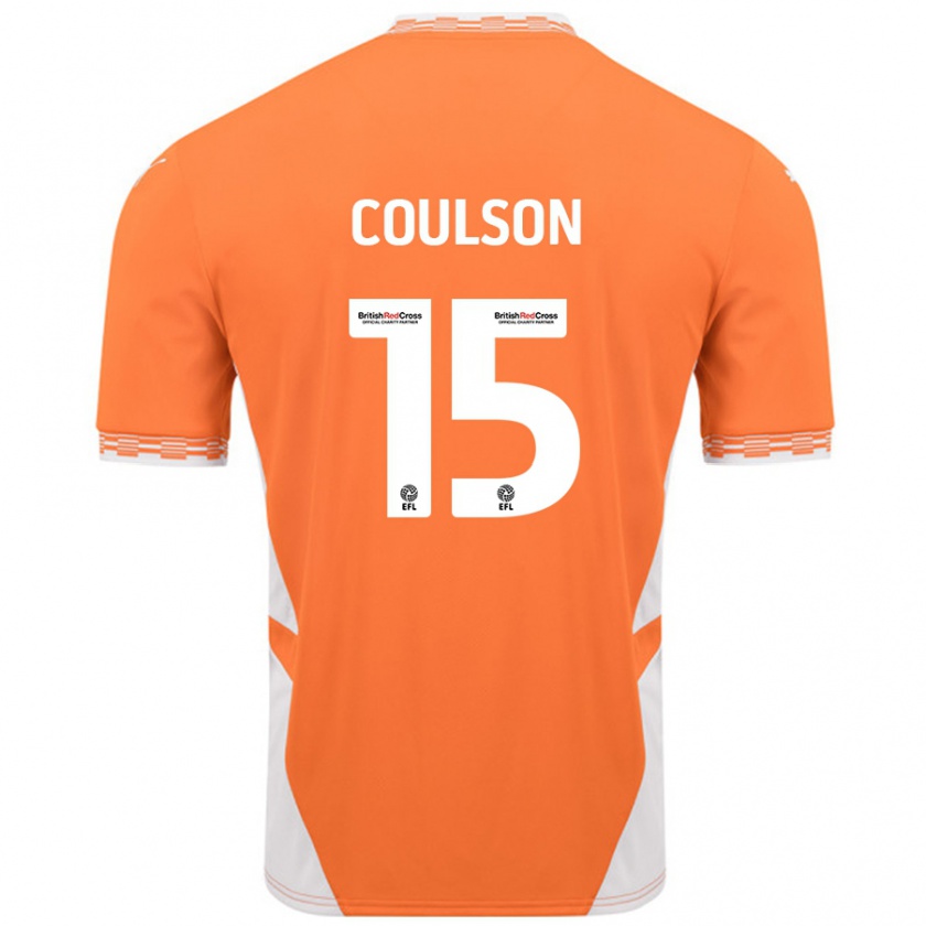 Kandiny Gyermek Hayden Coulson #15 Narancssárga Fehér Hazai Jersey 2024/25 Mez Póló Ing