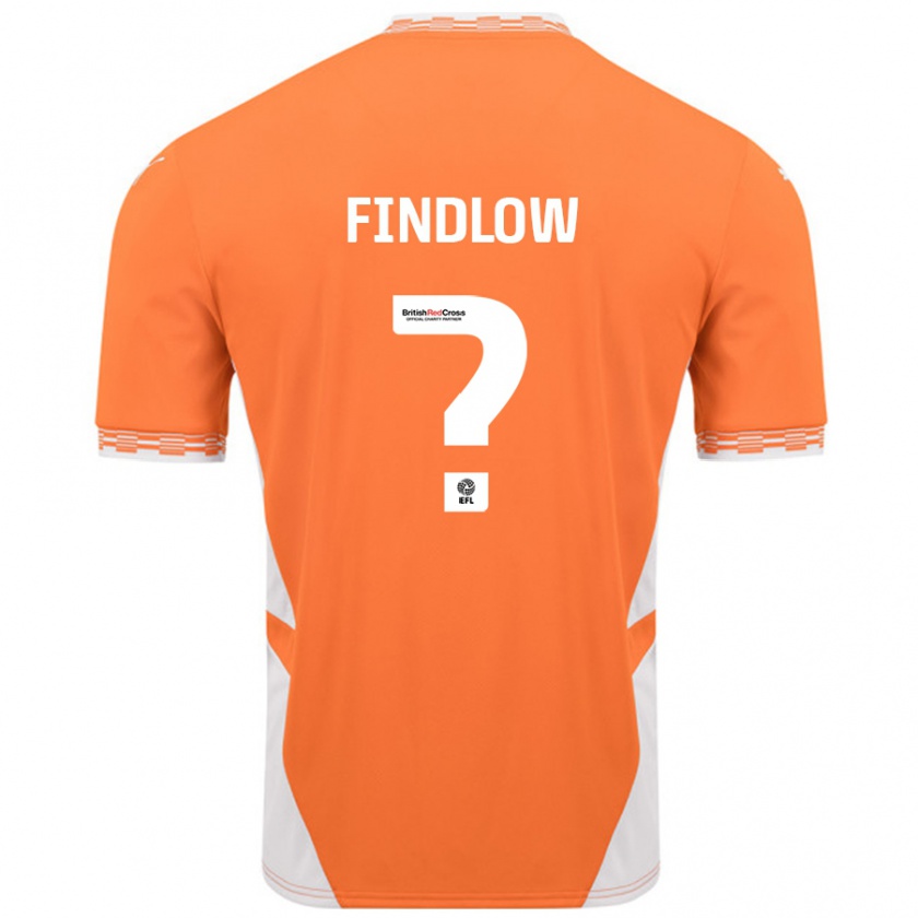 Kandiny Gyermek Luke Findlow #0 Narancssárga Fehér Hazai Jersey 2024/25 Mez Póló Ing