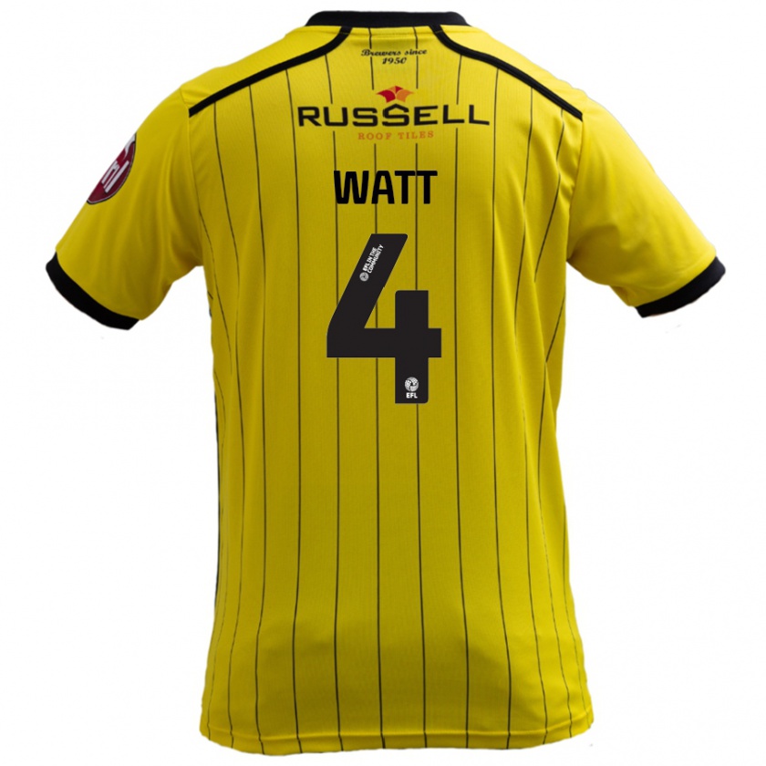 Kandiny Gyermek Elliot Watt #4 Sárga Hazai Jersey 2024/25 Mez Póló Ing