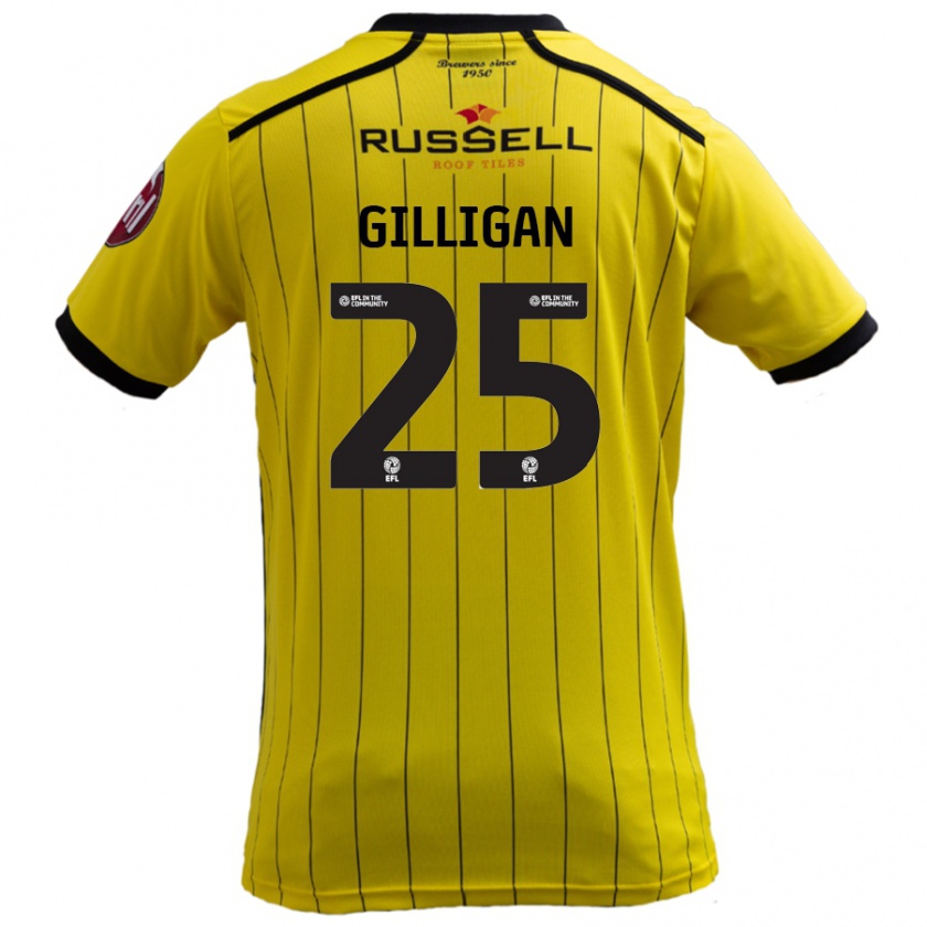 Kandiny Gyermek Ciaran Gilligan #25 Sárga Hazai Jersey 2024/25 Mez Póló Ing