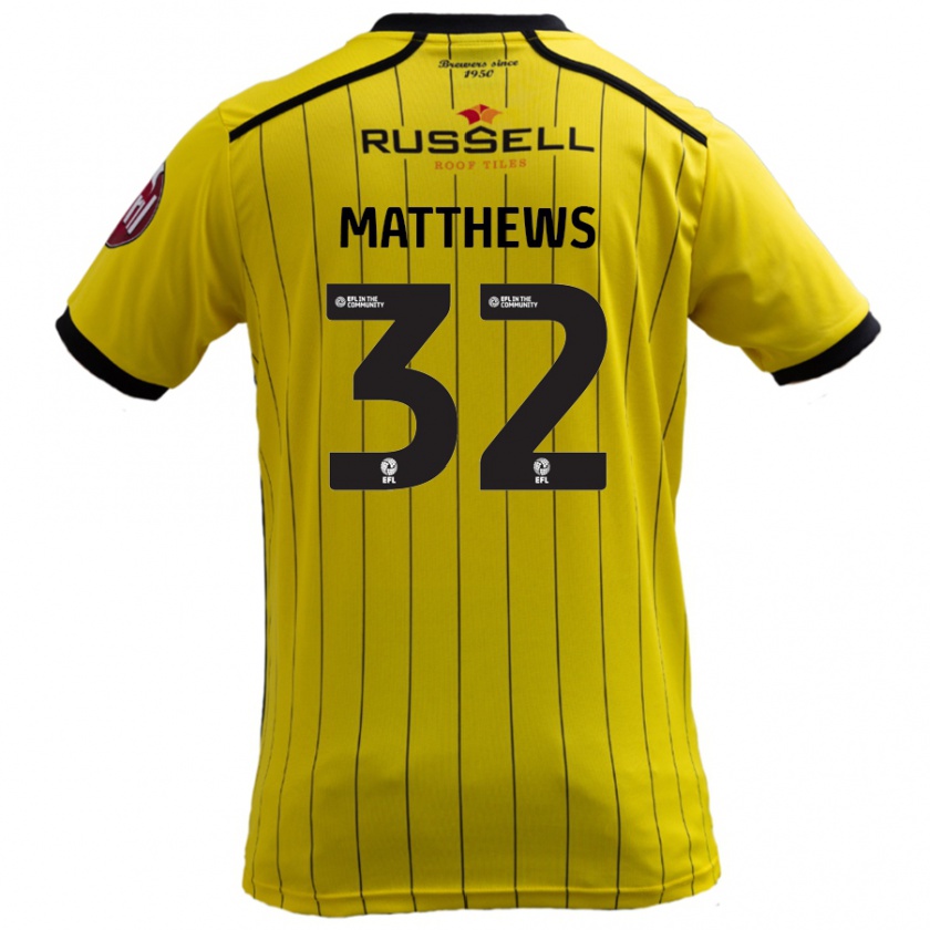 Kandiny Gyermek Daniel Matthews #32 Sárga Hazai Jersey 2024/25 Mez Póló Ing