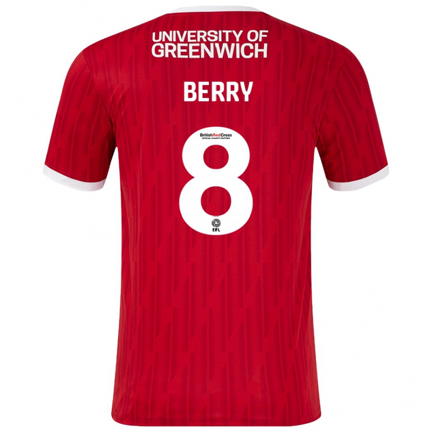 Kandiny Gyermek Luke Berry #8 Piros Fehér Hazai Jersey 2024/25 Mez Póló Ing