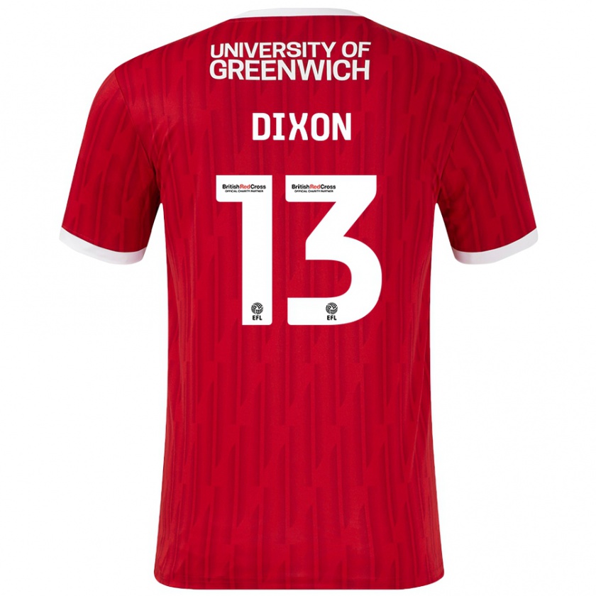 Kandiny Gyermek Kaheim Dixon #13 Piros Fehér Hazai Jersey 2024/25 Mez Póló Ing