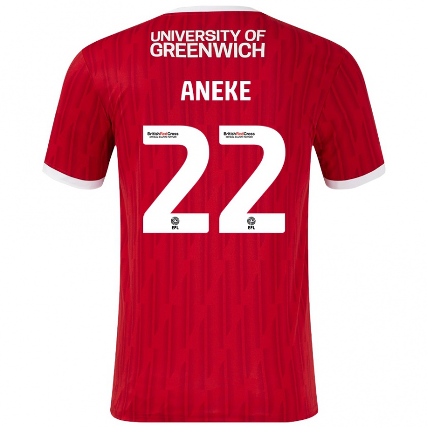 Kandiny Gyermek Chuks Aneke #22 Piros Fehér Hazai Jersey 2024/25 Mez Póló Ing