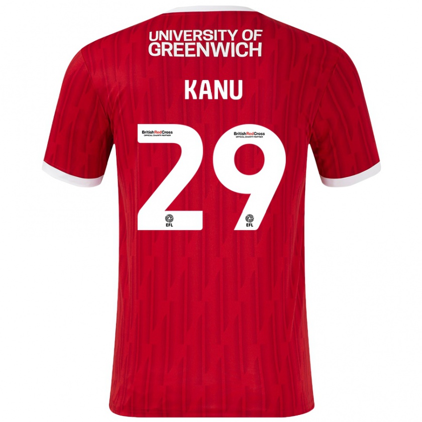 Kandiny Gyermek Daniel Kanu #29 Piros Fehér Hazai Jersey 2024/25 Mez Póló Ing