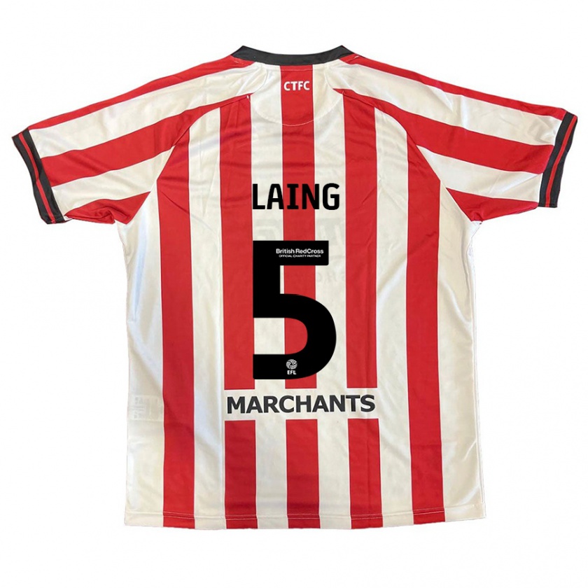 Kandiny Gyermek Levi Laing #5 Piros Fehér Hazai Jersey 2024/25 Mez Póló Ing