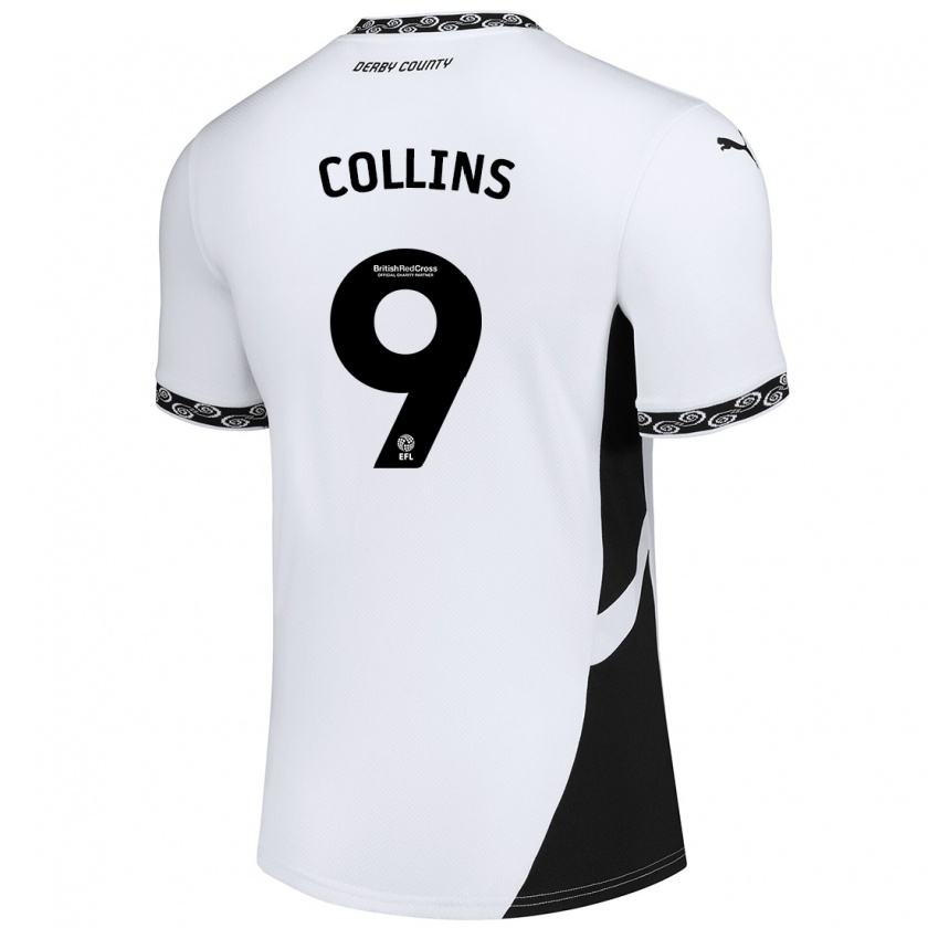 Kandiny Gyermek James Collins #9 Fehér Fekete Hazai Jersey 2024/25 Mez Póló Ing