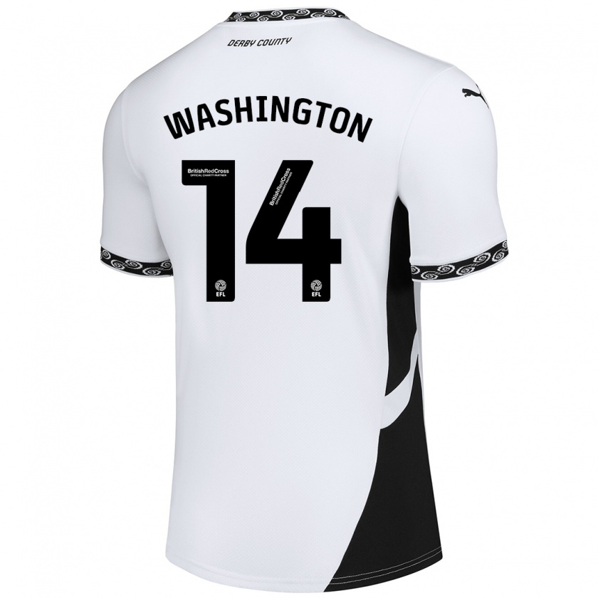 Kandiny Gyermek Conor Washington #14 Fehér Fekete Hazai Jersey 2024/25 Mez Póló Ing