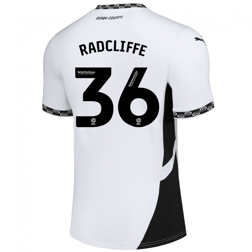 Kandiny Gyermek Ben Radcliffe #36 Fehér Fekete Hazai Jersey 2024/25 Mez Póló Ing