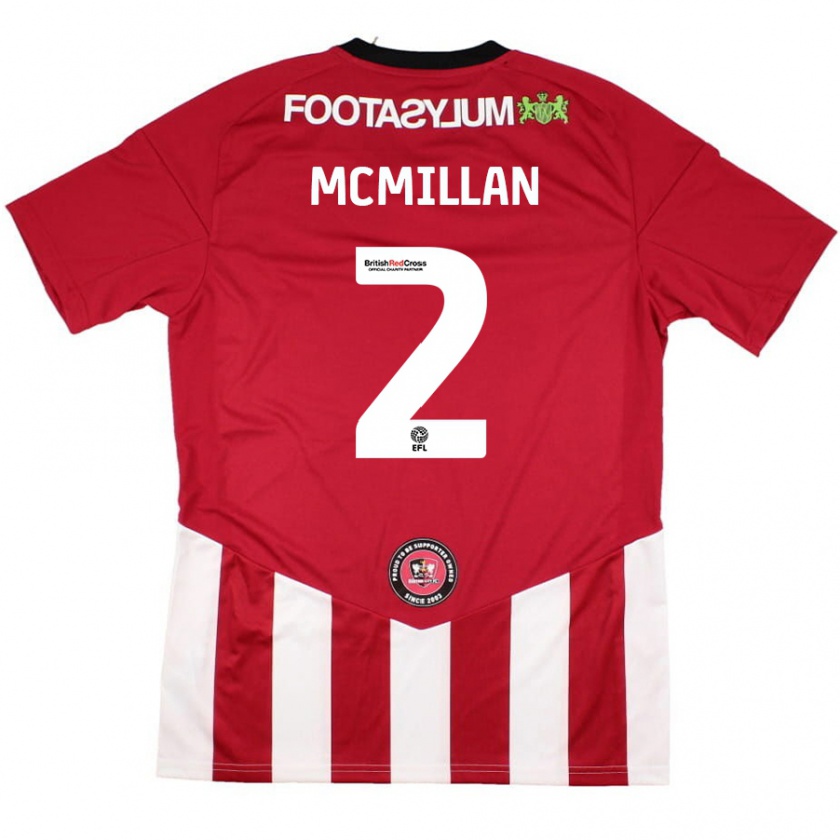 Kandiny Gyermek Jack Mcmillan #2 Piros Fehér Hazai Jersey 2024/25 Mez Póló Ing