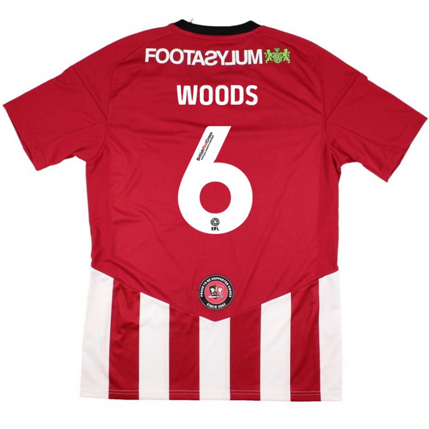 Kandiny Gyermek Ryan Woods #6 Piros Fehér Hazai Jersey 2024/25 Mez Póló Ing