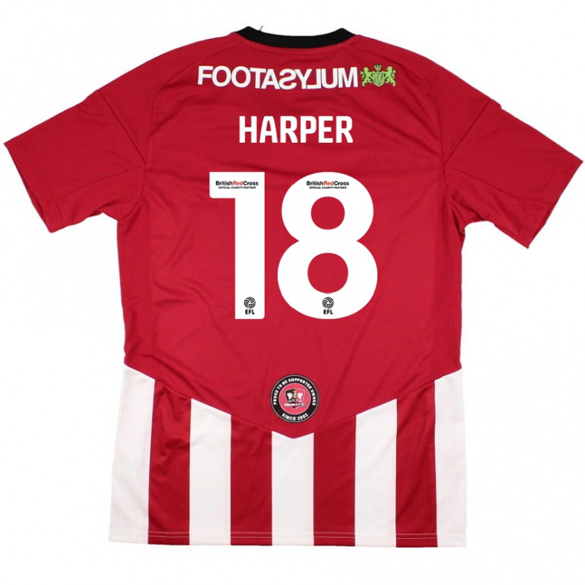 Kandiny Gyermek Vincent Harper #18 Piros Fehér Hazai Jersey 2024/25 Mez Póló Ing