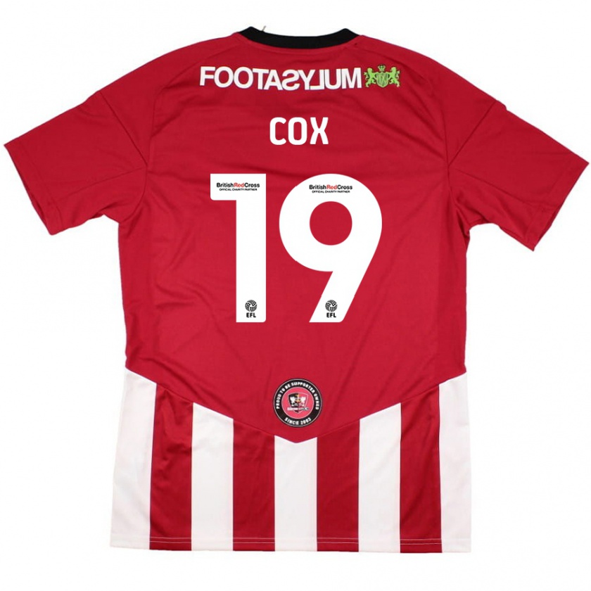 Kandiny Gyermek Sonny Cox #19 Piros Fehér Hazai Jersey 2024/25 Mez Póló Ing