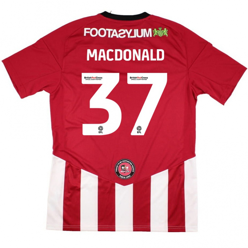 Kandiny Gyermek Shaun Macdonald #37 Piros Fehér Hazai Jersey 2024/25 Mez Póló Ing